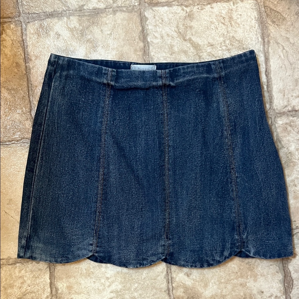 Scalloped Denim Blue Women's Skirt